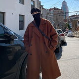 Long Dust Coat Men Winter Korean-style Trench Mens Solid Double Breasted Woolen Cloth Coat Loose Casual Trenchcoat Outwear