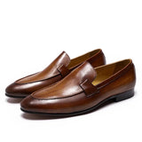  Fashion Mens Loafers Leather Handmade Black Brown Casual Business Dress Shoes Party Wedding Men's Footwear