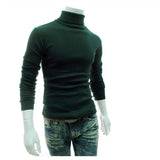 Fashion Men Sweater Solid Color Long Sleeve Turtleneck Sweater in Men's Pullovers Knitted Sweater Men Jersey Hombre Cuello