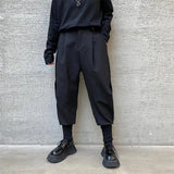 Fashion Men Harem Pants Black Tapered Elastic Waist Trousers Male Cuffed Ankle Hip Hop Oversized Clothes
