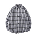 Autumn Plaid Shirt Men's Fashion Retro Casual Shirt Men Streetwear Wild Loose Long Sleeve Shirts Mens Large Size M-5XL