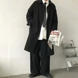 Men Trench England Style Single Breasted Windbreaker Vintage Classic Khaki Long Coats Casual Handsome Streetwear Over Knees Chic