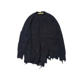Autumn winter men ripped hole patchwork oversized knitted sweater irregular design hip hop punk knitwear women vintage pullover