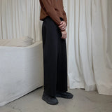 Winter Thick Woolen Pants Men's Warm Fashion Black Brown Casual Pants Men Korean Loose Straight-leg Pants Mens Trousers S-2XL