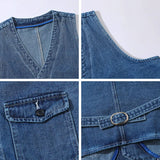 Denim Vest Men's Jacket Spring Autumn Jeans Jacket V-neck Design Korean Vest Loose Casual Fashion All-match Style Male Clothing