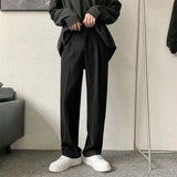 Black Suit Pants Men Fashion Society Mens Dress Pants Korean Loose Brown Straight Casual Pants Mens Office Formal Trousers S-3XL