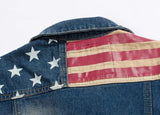Brand Mens Denim Vest Men Cowboy Ripped Sleeveless Vintage Jacket Tank Spring USA Flag washed Jeans Vest Plus Size 5XL