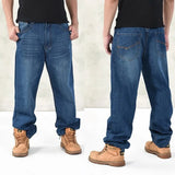 HOT New  Large Size 30-44 46 Jeans Fashion Loose Big Pockets Hip-Hop Skateboard Casual Men Denim Blue & Black Design Brand