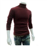 Fashion Men Sweater Solid Color Long Sleeve Turtleneck Sweater in Men's Pullovers Knitted Sweater Men Jersey Hombre Cuello