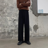 Winter Thick Woolen Pants Men's Warm Fashion Black Brown Casual Pants Men Korean Loose Straight-leg Pants Mens Trousers S-2XL