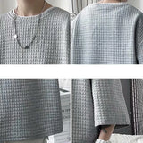 Classic Solid T-shirts Men Summer Oversized M-3XL Waffle Simple Breathable Basic O-neck Tops Male Handsome Stylish Loose Casual