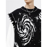 Harajuku Vest Sweater for men  Ropa  Streetwear BF Tassel Jumper Fashion Casual Knitting Tanks Print Korean Waistcoat vest