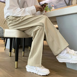 Khaki Black White Suit Pants Men's Fashion Business Society Mens Dress Pants Korean Casual Wide-leg Pants Men Straight Trousers