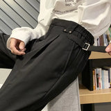 Khaki Black White Suit Pants Men's Fashion Business Society Mens Dress Pants Korean Casual Wide-leg Pants Men Straight Trousers