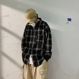 Autumn Plaid Shirt Men's Fashion Retro Casual Shirt Men Streetwear Wild Loose Long Sleeve Shirts Mens Large Size M-5XL