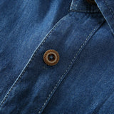 Men's Blue Denim Shirts Short Sleeve Jean Shirts New Summer High Quality Men Cotton Light Blue Denim Shirts Plus size L-8XL