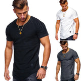 Summer Men TShirts Short Sleeve Slim Fit  T-Shirts Tops Men Cotton Tops tees bodybuilding Fold T-shirt Mens Casual Clothing