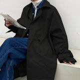 Mens Fashion Trench Coats Autumn Men Long Jacket Coats Streetwear Casual Solid Loose Trench Windbreaker Plus Size 5XL-M