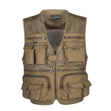 Men's Vest Tactical Outdoor Webbed Gear Coat Summer Fishing Waistcoat Men Tool Multi-Pockets Mesh Work Sleeveless Jacket Male