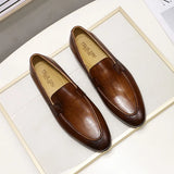 Fashion Mens Loafers Leather Handmade Black Brown Casual Business Dress Shoes Party Wedding Men's Footwear