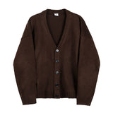 Men's Wear Knitted Sweater Loose V-neck Single-breasted Solid Color Knitted Cardigan Coat Autumn New