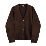 Men's Wear Knitted Sweater Loose V-neck Single-breasted Solid Color Knitted Cardigan Coat Autumn New