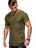 Summer Men TShirts Short Sleeve Slim Fit  T-Shirts Tops Men Cotton Tops tees bodybuilding Fold T-shirt Mens Casual Clothing