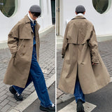 Mens Fashion Trench Coats Autumn Men Long Jacket Coats Streetwear Casual Solid Loose Trench Windbreaker Plus Size 5XL-M