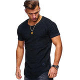 Summer Men TShirts Short Sleeve Slim Fit  T-Shirts Tops Men Cotton Tops tees bodybuilding Fold T-shirt Mens Casual Clothing