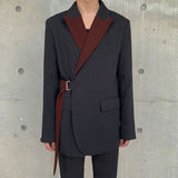 Tops Korean Style Stylish New Men's Suits Casual Streetwear Stitching Color Suits Fashion Long-sleeved Blazer S-5XL