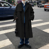 Mens Fashion Trench Coats Autumn Men Long Jacket Coats Streetwear Casual Solid Loose Trench Windbreaker Plus Size 5XL-M