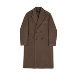 Men's Autumn Winter Mid Length Woolen Coat New Korean Tide Black Thickned Overcoat Long Sleeve Double-breasted Jackets