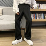 Khaki Black White Suit Pants Men's Fashion Business Society Mens Dress Pants Korean Casual Wide-leg Pants Men Straight Trousers