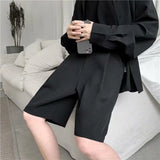 Summer Suit Shorts Men Fashion Business Dress Shorts Men Streetwear Loose British Style Suit Shorts Men Black Formal Shorts