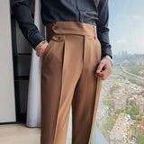 British Dress Pants For Men Clothing Fashion High Waist Men's Pants Elegant Business Formal Wear Men Trousers High Quality