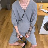 Top e pantaloncini a V-Neck Knitted