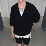 Top e pantaloncini a V-Neck Knitted