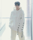 Lace-Up Rope Design Hooded Sweatshirt