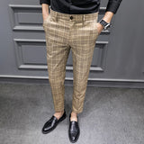 Men Clothing Plaid Business Suit Trousers/Male Slim Fit Fashin Leisure Suit Pants/British Formal Dress Suit Trousers 28-36
