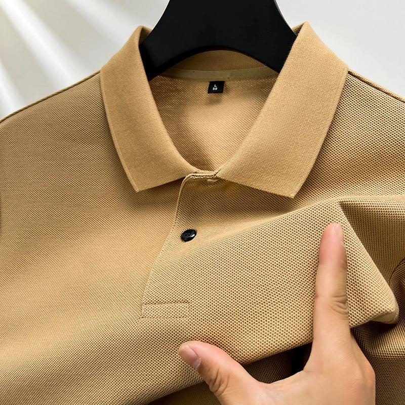 Men's T-shirt Polo, 100% Cotton  Summer Fashion Casual Short Sleeve Polo Shirt, Lapel Wear Solid Color Top,Tees