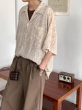 Japanese style niche retro polo shirt thin men's summer new pattern Cuban collar short-sleeved shirt top