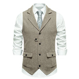 men’s fashion Men's Men's Herringbone Tweed Suit Vest Retro Lapel Vest Men's Vest