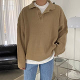 fall mens outfits Sweater Korean Style Lazy Men's Spring and Autumn Loose Casual Lapel Pullover Knitted Polo Sweater Coat