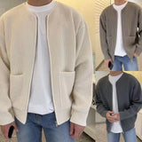 Gotmes-shop mens winter fashion Autumn and Winter New Fashion Trendy Ins Trendy Knitted Cardigan Men's Solid Color Sweater Loose Casual Lazy Style