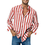  Men's New High Quality Striped Simple Comfortable Long Sleeve Button Shirt 