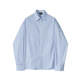 90s fashion men Myq Blue Striped Shirt Men's Autumn New Korean Style Loose Long Sleeve Shirt High-Grade Shirt