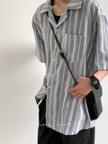 Japanese Cuban collar small plaid shirt for boys spring and summer new style college style short-sleeved small fresh shirt trend