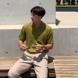 old money outfits men Summer New Ins Business Light Mature Style High Quality Casual Lapel Slim Sweater Men's Polo Short Sleeve Fashion