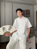 New Chinese shirt men's summer new loose oversize shirt short-sleeved men's Hong Kong style loose casual tops