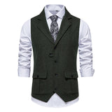men’s fashion Men's Men's Herringbone Tweed Suit Vest Retro Lapel Vest Men's Vest